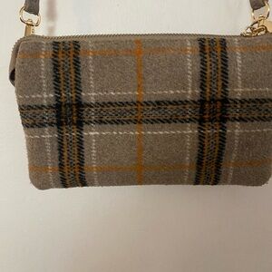Elegant Plaid Shoulder Bag in Brown and Orange
